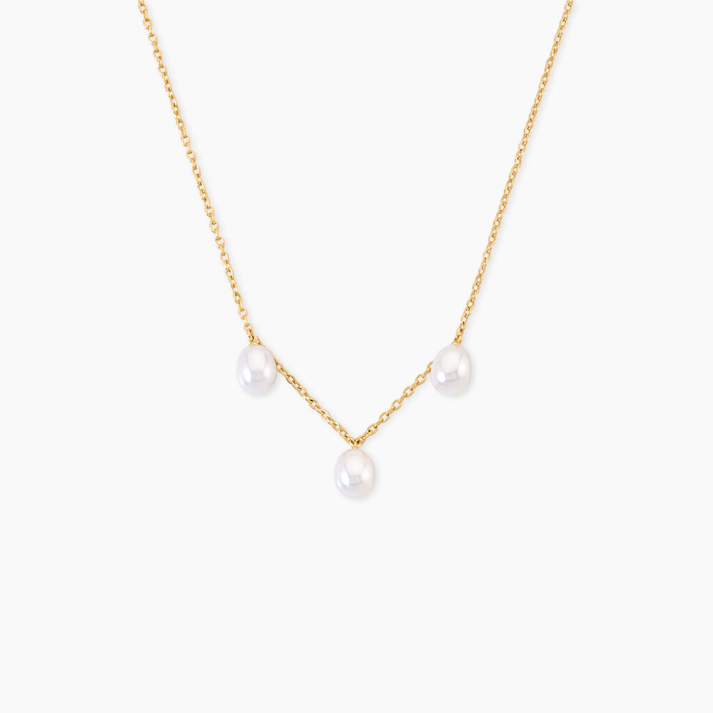 Collier Thanya Argent Dor&eacute; A L'Or 750/1000 Perle De Culture - Colliers avec pierres Femme | Marc Orian