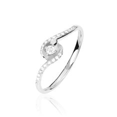 Bague Vrille Accompagnee Or Blanc Diamant - Bagues Solitaire Femme | Marc Orian