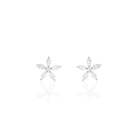 Boucles D'oreilles Puces Horcia Or Blanc Oxyde De Zirconium - Puces Femme | Marc Orian