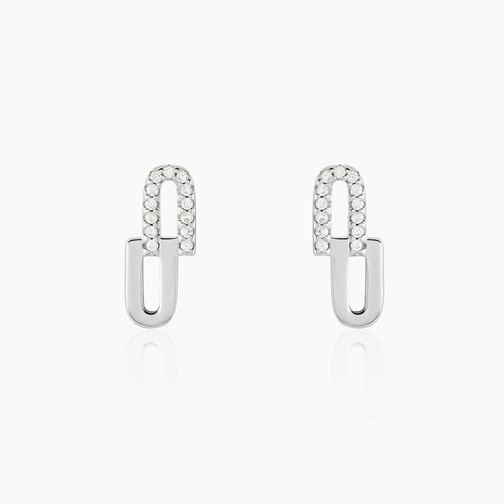 Boucles D'oreilles Puces Neema Argent Blanc Oxyde De Zirconium - Puces Femme | Marc Orian