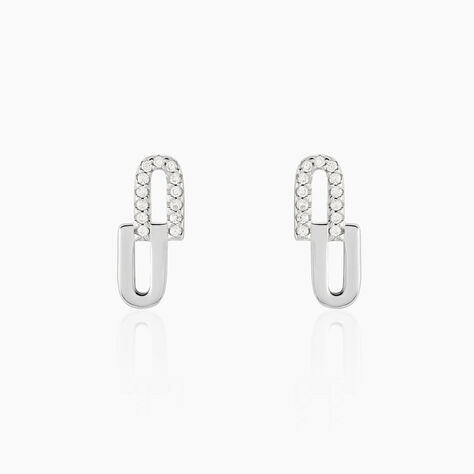 Boucles D'oreilles Puces Neema Argent Blanc Oxyde De Zirconium - Puces Femme | Marc Orian