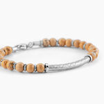 Bracelet Naturel Acier Blanc Jaspe Africain - Bracelets cha&icirc;nes Homme | Marc Orian