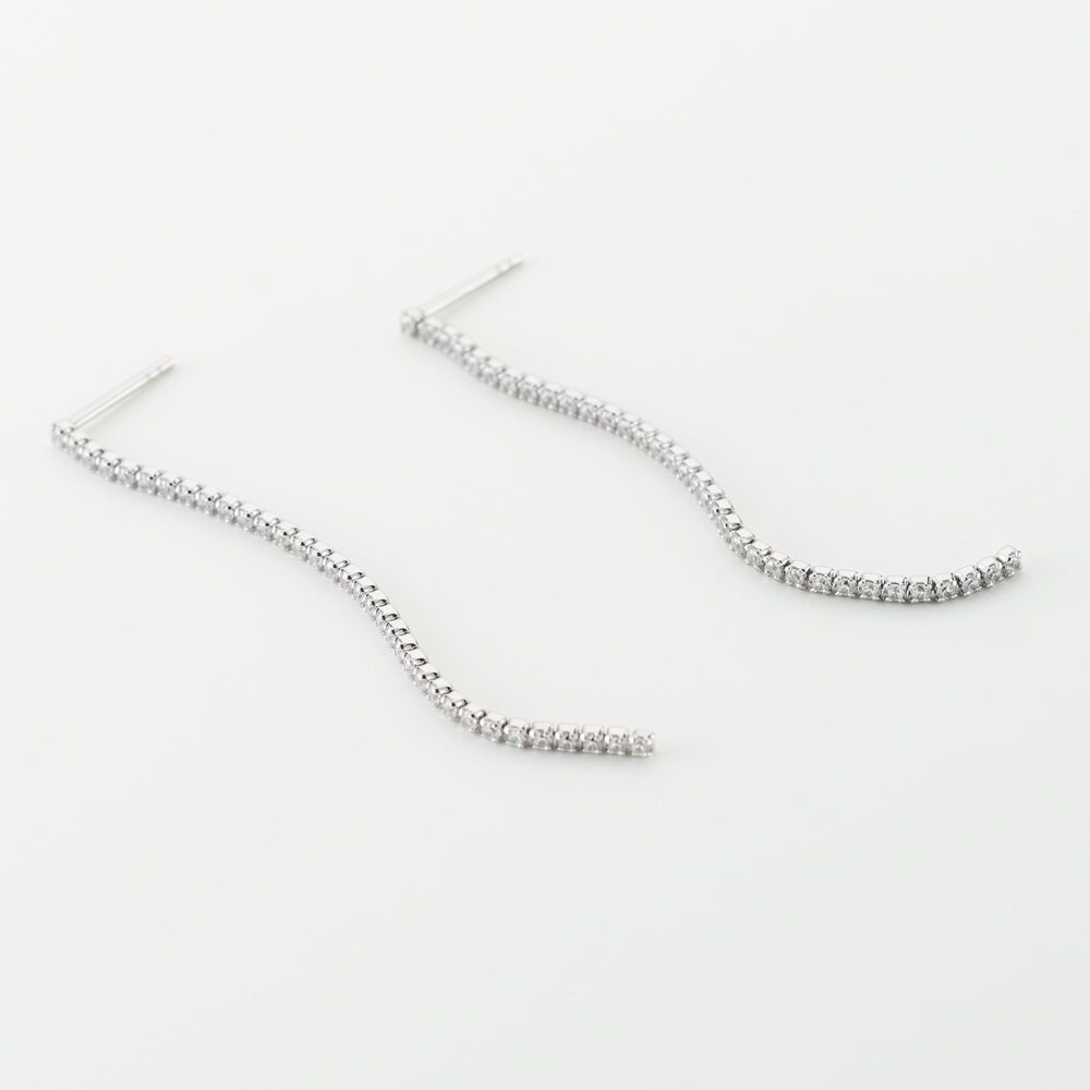 Boucles D'oreilles Pendantes Lou-anne Argent Blanc Oxyde De Zirconium - Pendantes Femme | Marc Orian