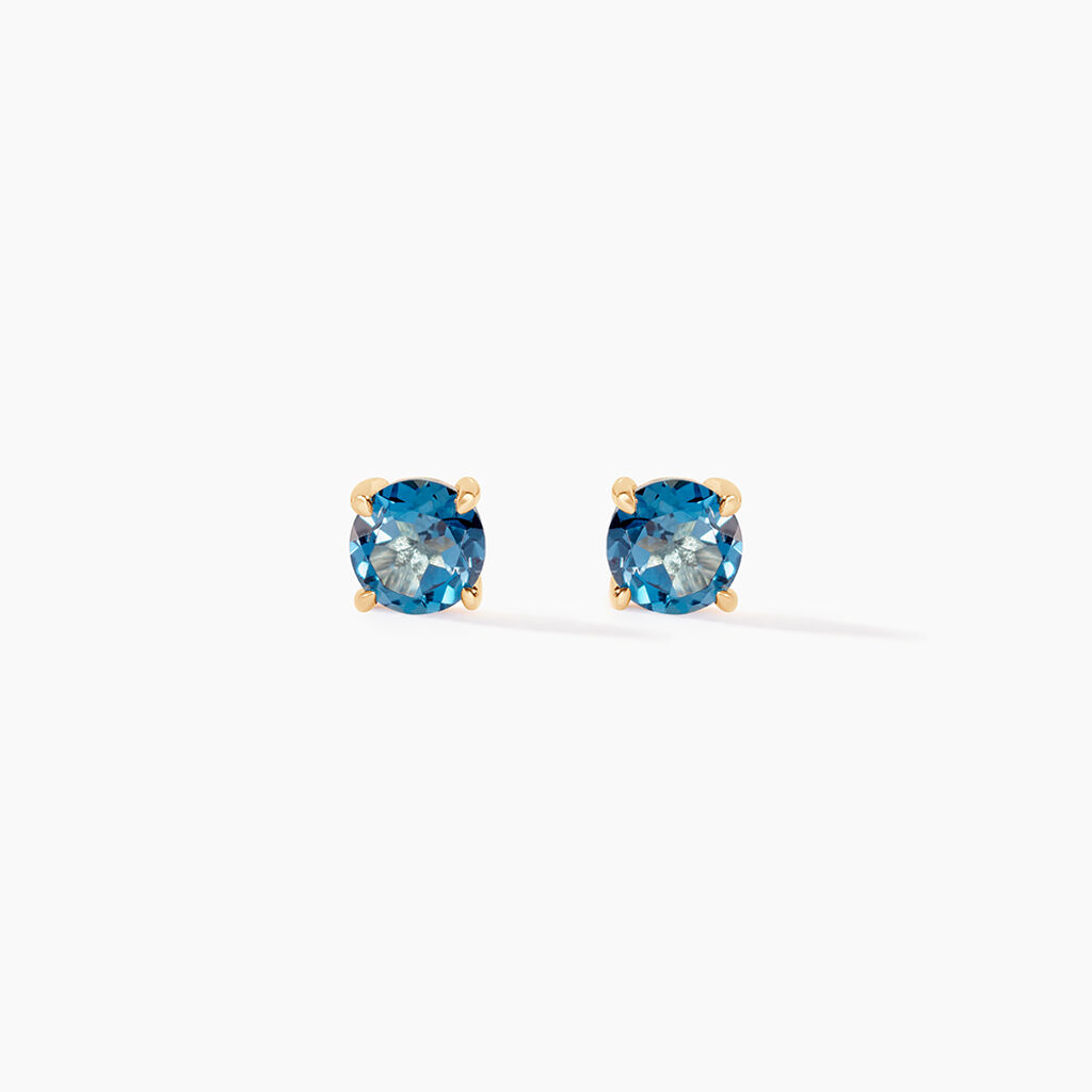 Boucles D'oreilles Puces Elea Or Jaune Topaze Bleu London - Puces Femme | Marc Orian