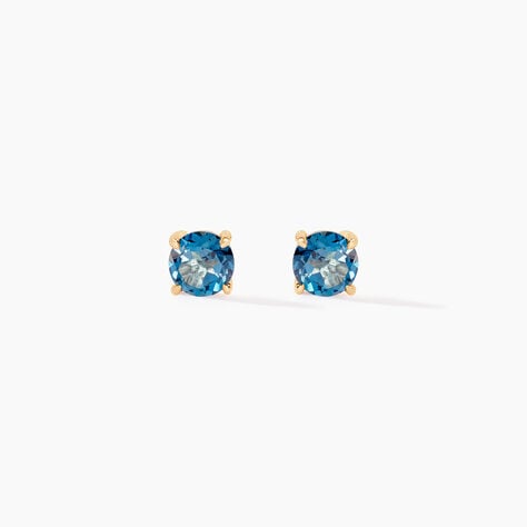 Boucles D'oreilles Puces Elea Or Jaune Topaze Bleu London - Puces Femme | Marc Orian