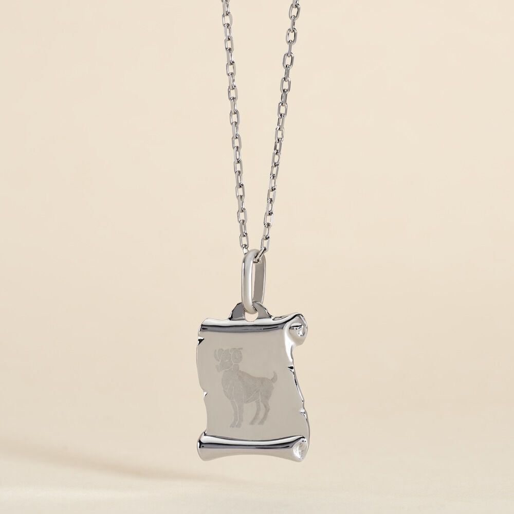 Pendentif Zodiaque Parchemin Argent Blanc - Bijoux personnalisés Famille | Marc Orian