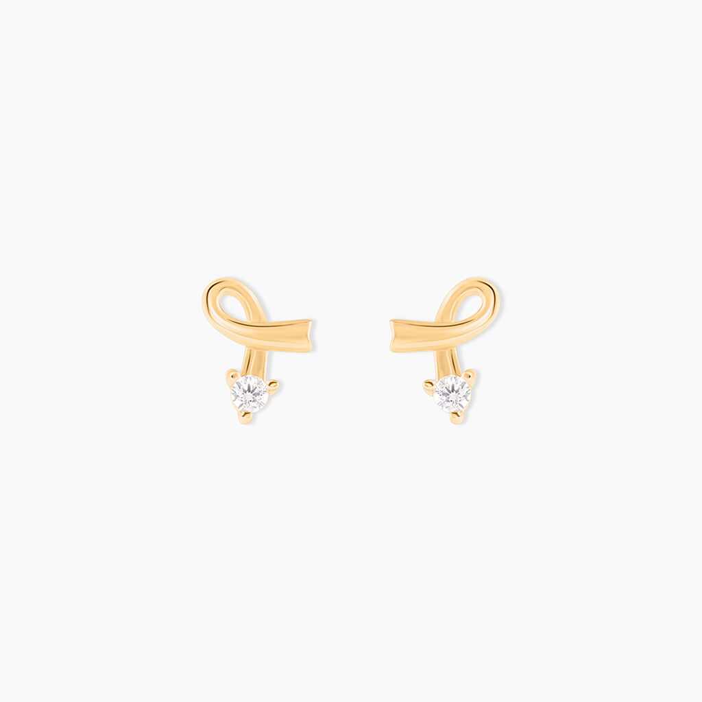 Boucles D'oreilles Puces Alvina Ruban Or Jaune Oxyde De Zirconium - Puces Femme | Marc Orian