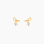 Boucles D'oreilles Puces Alvina Ruban Or Jaune Oxyde De Zirconium - Puces Femme | Marc Orian