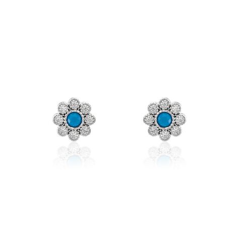 Boucles D'oreilles Puces Aurel Argent Blanc Turquoise Oxyde - Puces Femme | Marc Orian