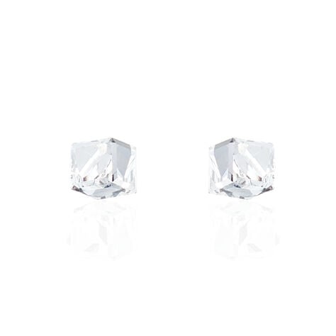 Boucles D'oreilles Puces Bridie Argent Blanc Pierre De Synthese - Puces Femme | Marc Orian