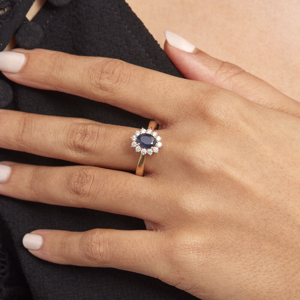 Bague or sales saphir et diamant