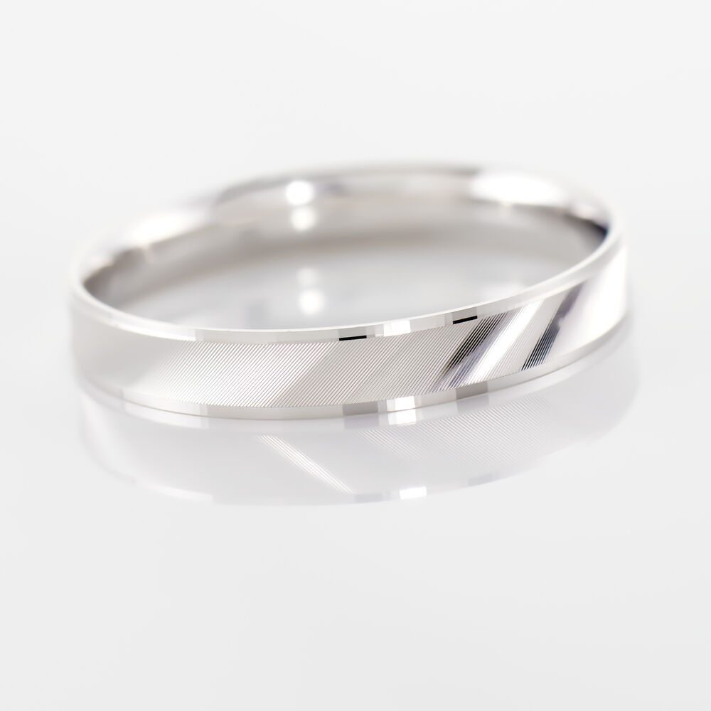 Alliance Matheo Ruban Plat Or Blanc - Alliances personnalis&eacute;es Unisex | Marc Orian