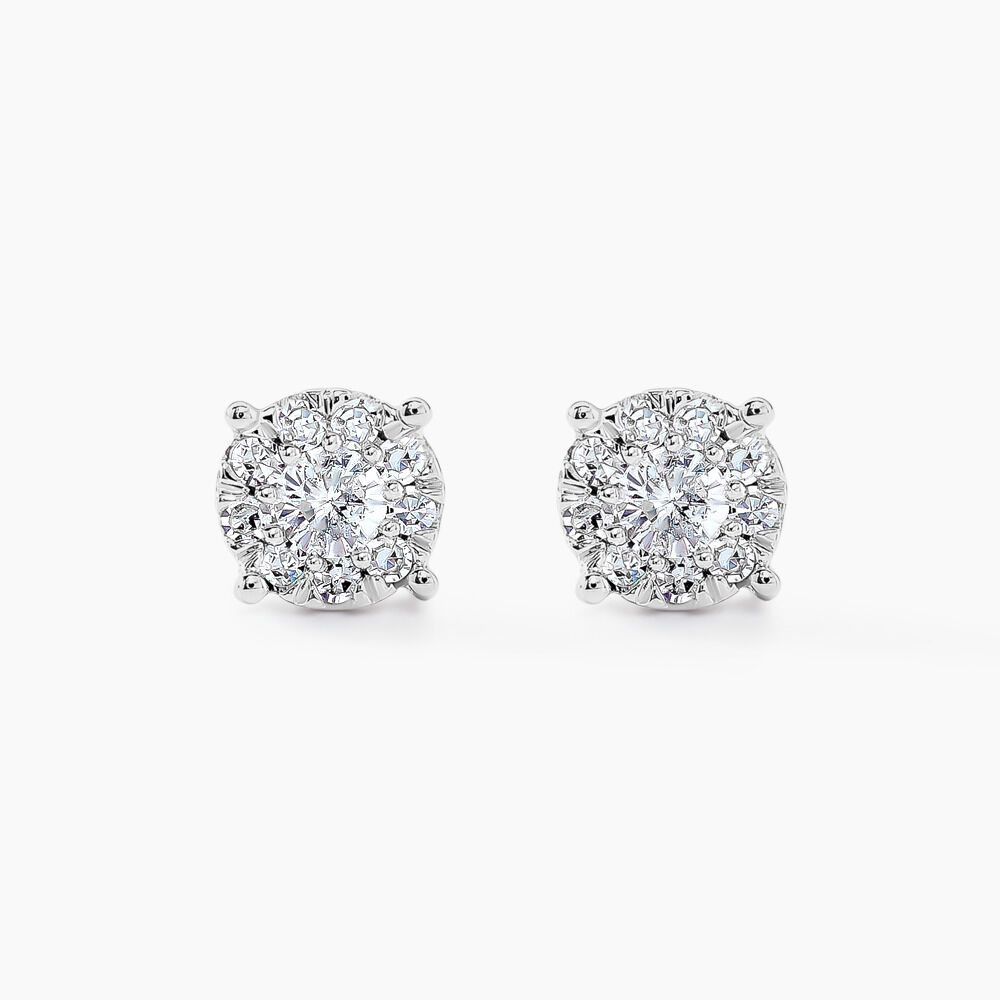 Boucles D'oreilles Puces Artemis Or Blanc Diamant - Puces Femme | Marc Orian