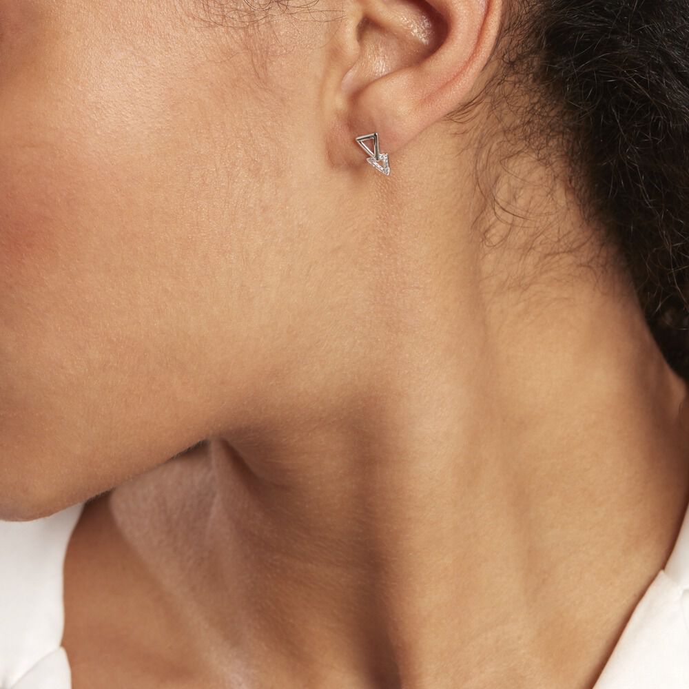 Boucles D'oreilles Puces Joy Or Blanc Diamant -  Femme | Marc Orian