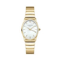 cadran doré fond nacre blanche bracelet acier doré