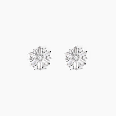 Boucles D'oreilles Puces Ysatis Argent Blanc Oxyde De Zirconium - Puces Femme | Marc Orian