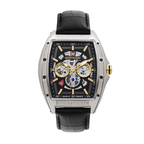 Montre Montignac Tonneau Noir - Montres étanches Homme | Marc Orian