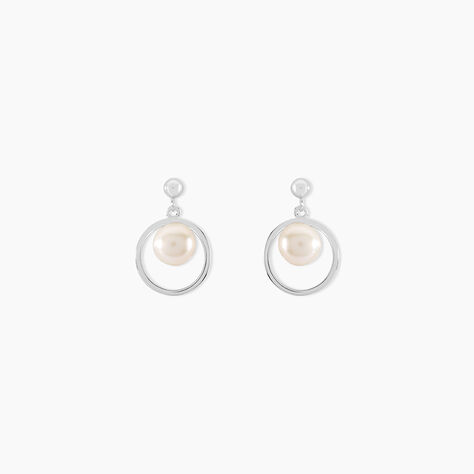 Boucles D'oreilles Pendantes Ivana Argent Blanc Perle De Culture - Pendantes Femme | Marc Orian
