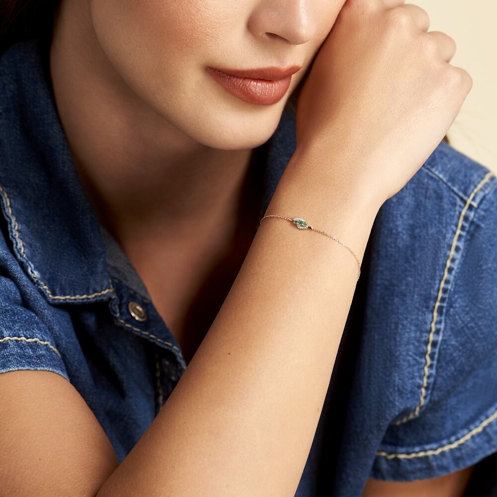 Bracelet Trinitie Or Jaune Emeraude Diamant - Bracelets chaînes Femme | Marc Orian