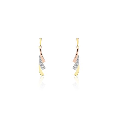 Boucles D'oreilles Pendantes Ainhoa Or Tricolore Diamant - Boucles d'oreilles Pendantes Femme | Marc Orian