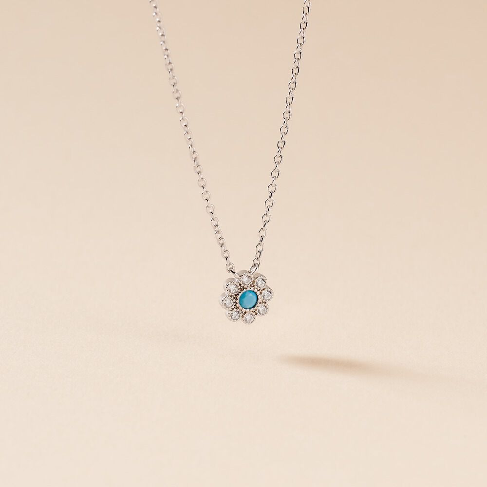 Collier Aurel Argent Blanc Turquoise Oxyde De Zirconium - Colliers avec pierres Femme | Marc Orian