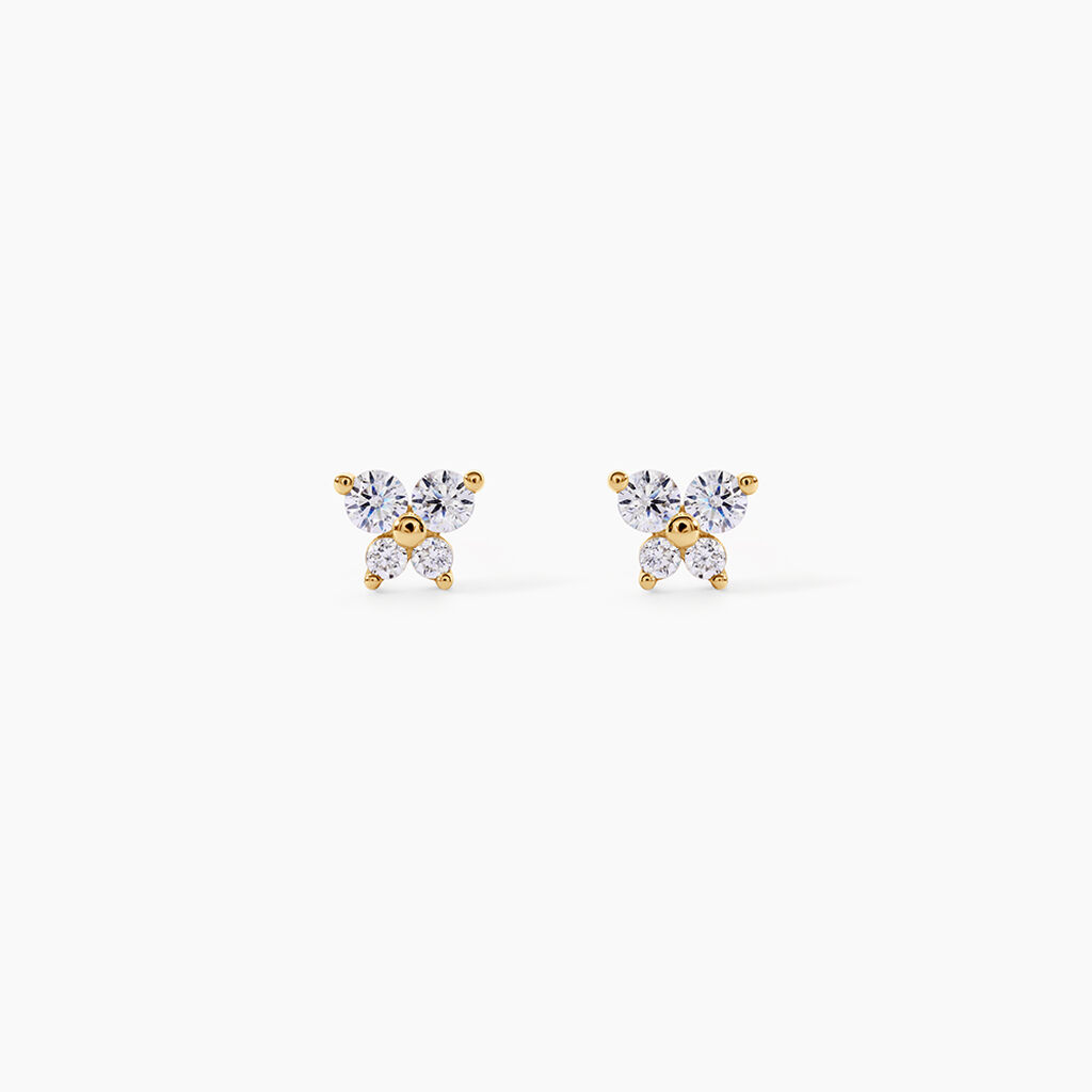 Boucles D'oreilles Puces Jemila Or Jaune Oxyde De Zirconium - Puces Famille | Marc Orian