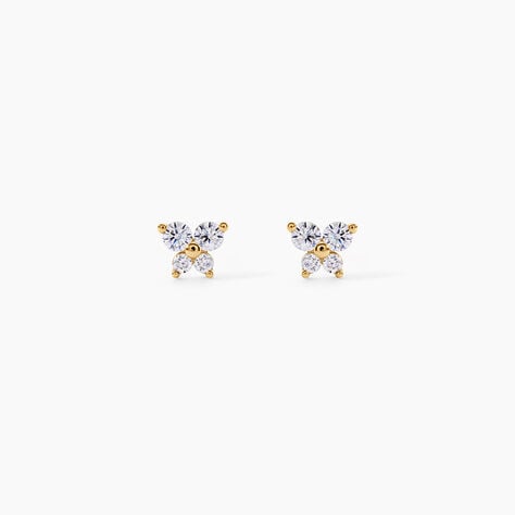 Boucles D'oreilles Puces Jemila Or Jaune Oxyde De Zirconium - Puces Famille | Marc Orian