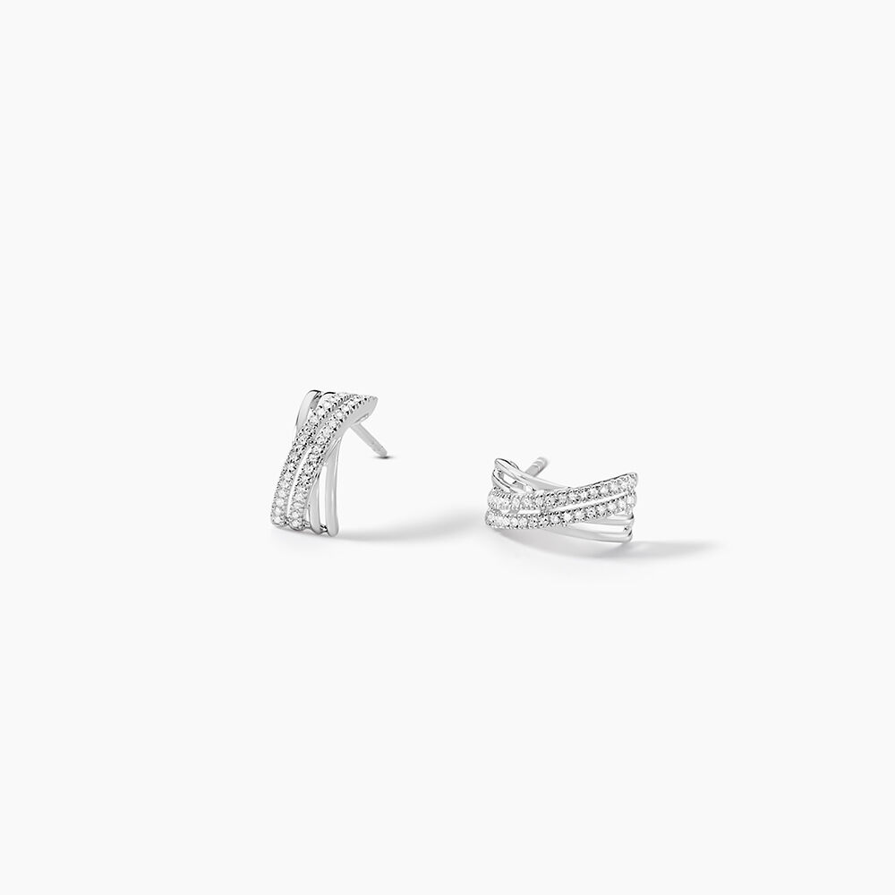 Boucles D'oreilles Puces Julianne Or Blanc Diamant - Puces Femme | Marc Orian