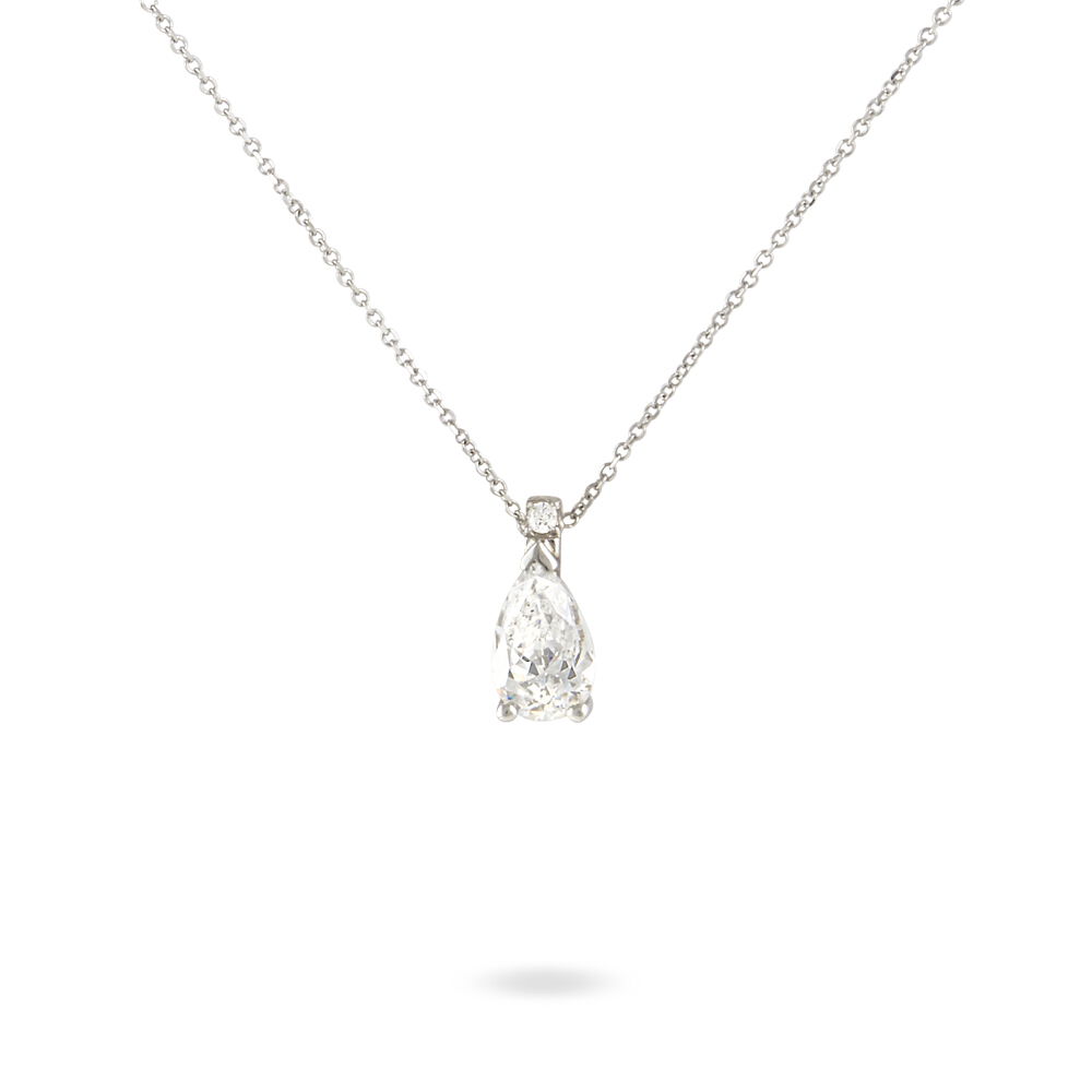 Collier Enis Or Blanc Oxyde De Zirconium Et Olivine - Colliers avec pierres Femme | Marc Orian