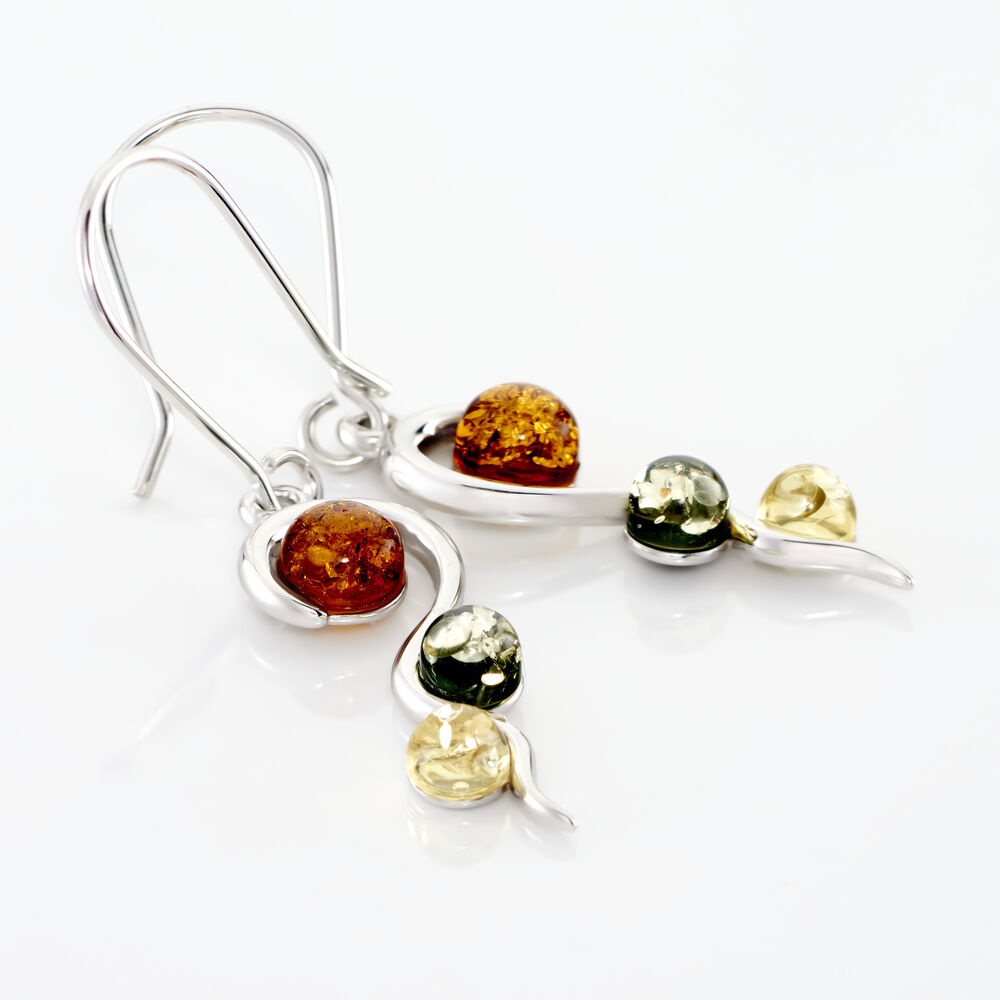 Boucles D'oreilles Pendantes Murriel Argent Blanc Ambre - Pendantes Femme | Marc Orian