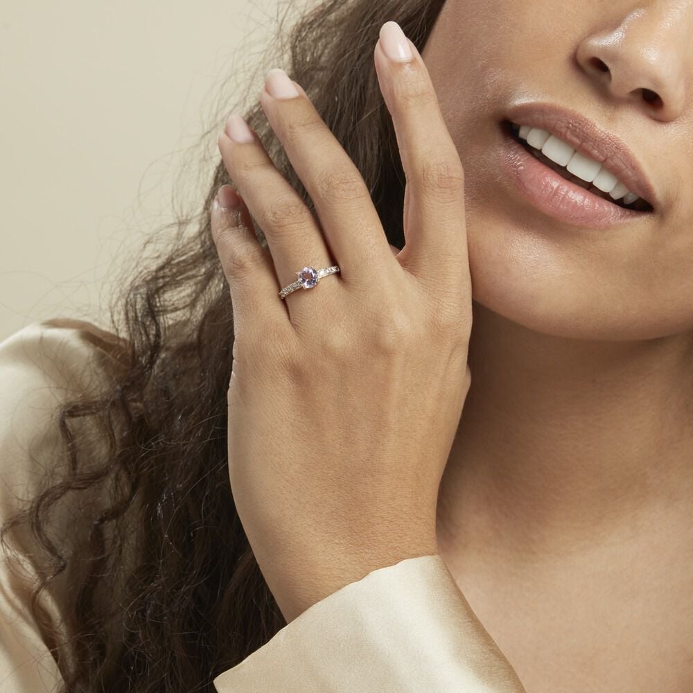 Bague Or Jaune Monroe Amethyste Oxydes De Zirconium - Bagues pierres fines Femme | Marc Orian
