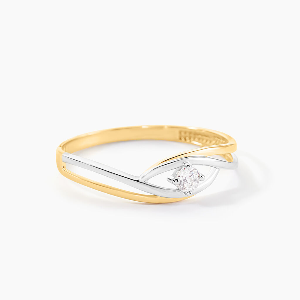 Bague Solitaire Peline Or Bicolore Oxyde De Zirconium - Solitaires Femme | Marc Orian