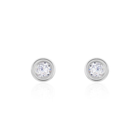 Boucles D'oreilles Puces Eden Serti Pneu Or Blanc Oxyde De Zirconium - Puces Femme | Marc Orian