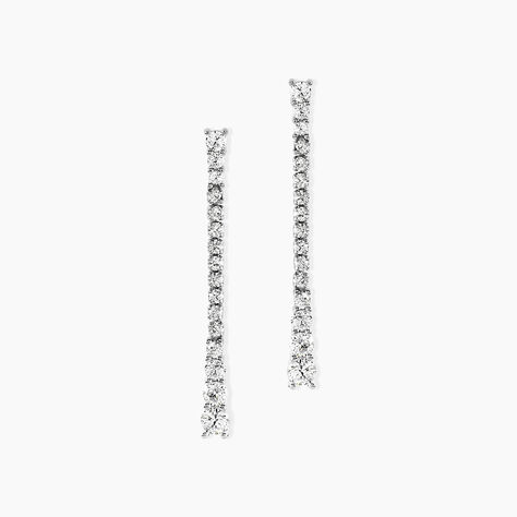 Boucles D'oreilles Pendantes Amenis Argent Blanc Oxyde De Zirconium - Pendantes Femme | Marc Orian