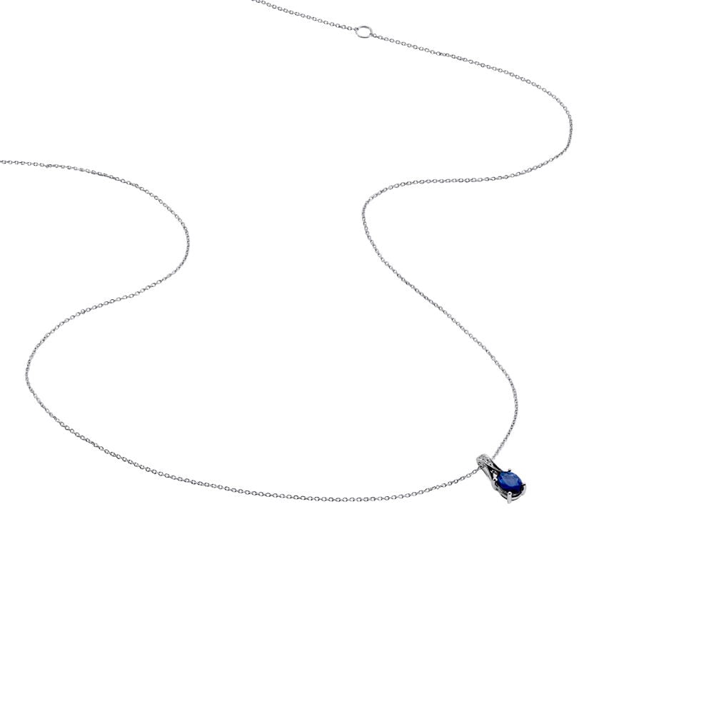 Collier Charmante Or Blanc Saphir Et Diamant - Colliers avec pierres Femme | Marc Orian