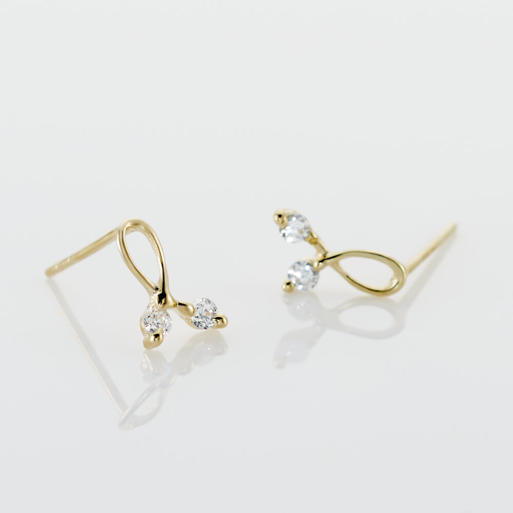 Boucles D'oreilles Puces Alvina Ruban Or Jaune Oxyde De Zirconium - Puces Femme | Marc Orian