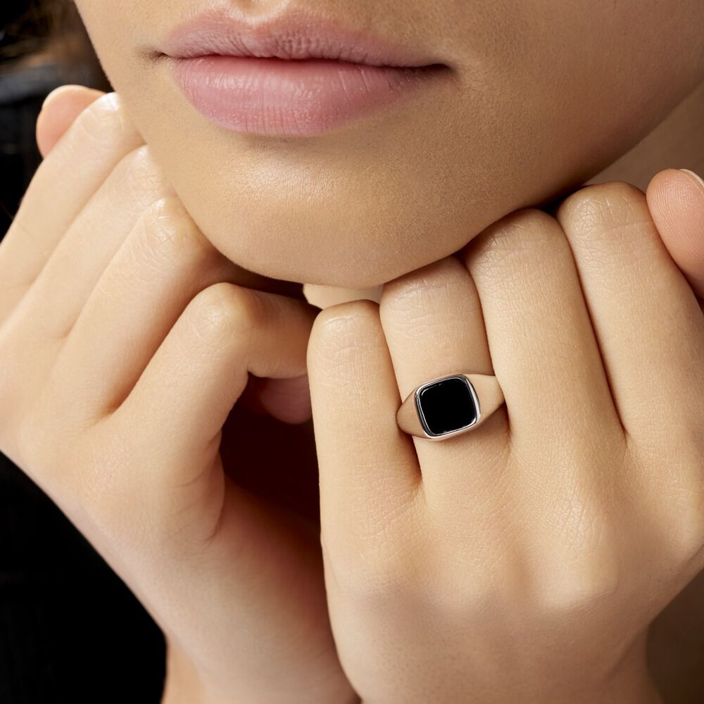 Chevalière Renelia Argent Blanc Blanc Onyx - Chevalières Femme | Marc Orian