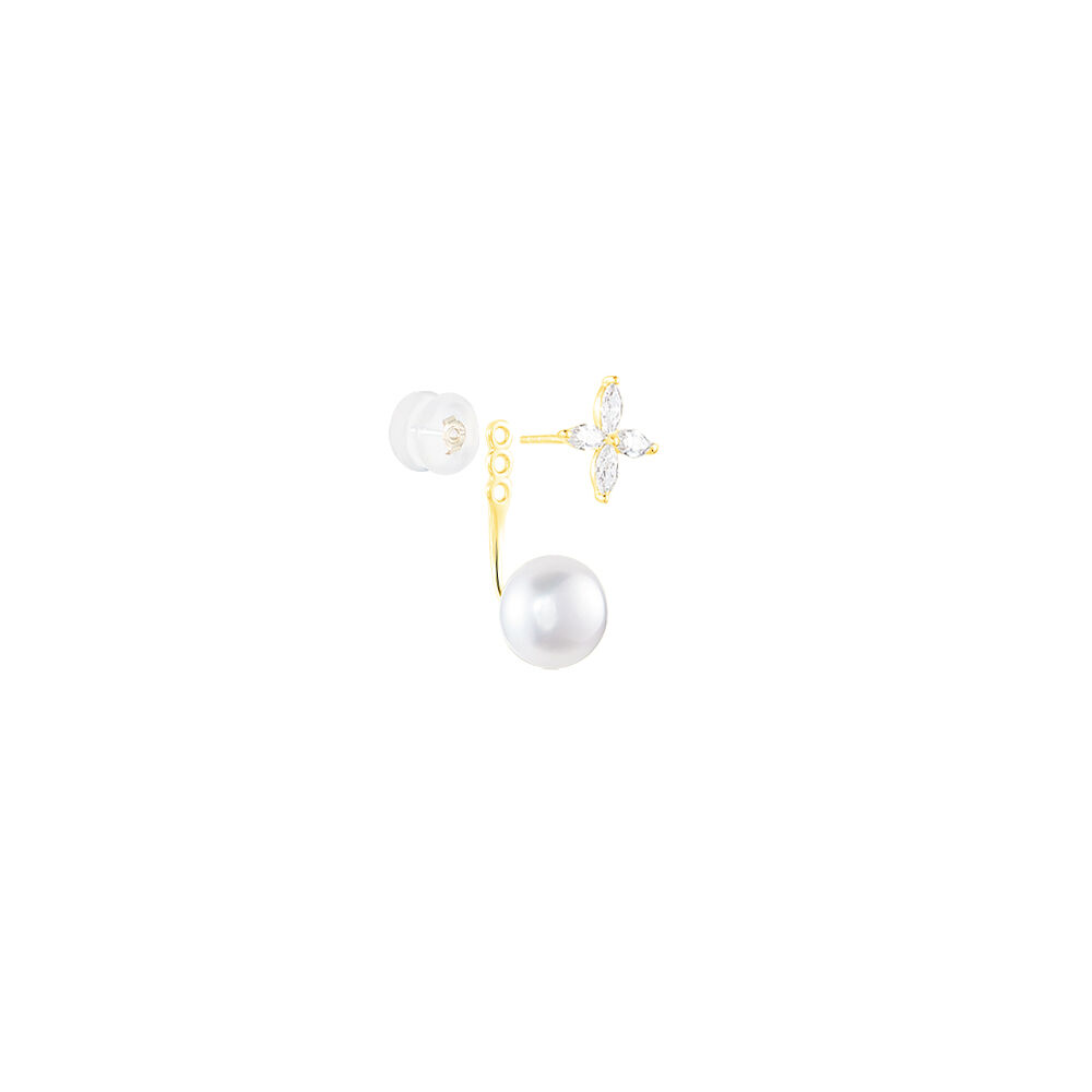 Bijoux D'oreilles Norah Or Jaune Perle De Culture Et Oxyde - Piercings d'oreilles Femme | Marc Orian