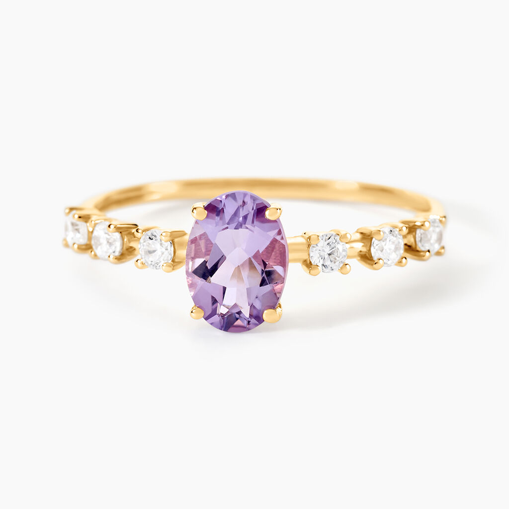 Bague Mahendra Or Jaune Améthyste Oxyde De Zirconium - Bagues pierres fines Femme | Marc Orian