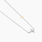 Collier Edline Or Jaune et Argent Blanc Oxyde De Zirconium - Colliers avec pierres Femme | Marc Orian