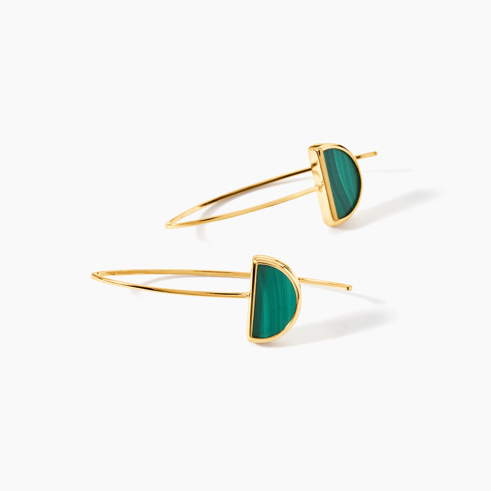 Boucles D'oreilles Pendantes Florica Or Jaune Malachite - Pendantes Femme | Marc Orian