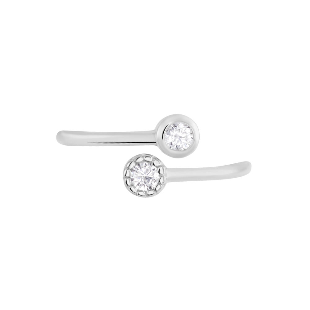 Bague Ajustable Mechte 1 Argent Blanc Oxyde De Zirconium - Bagues avec pierre Femme | Marc Orian
