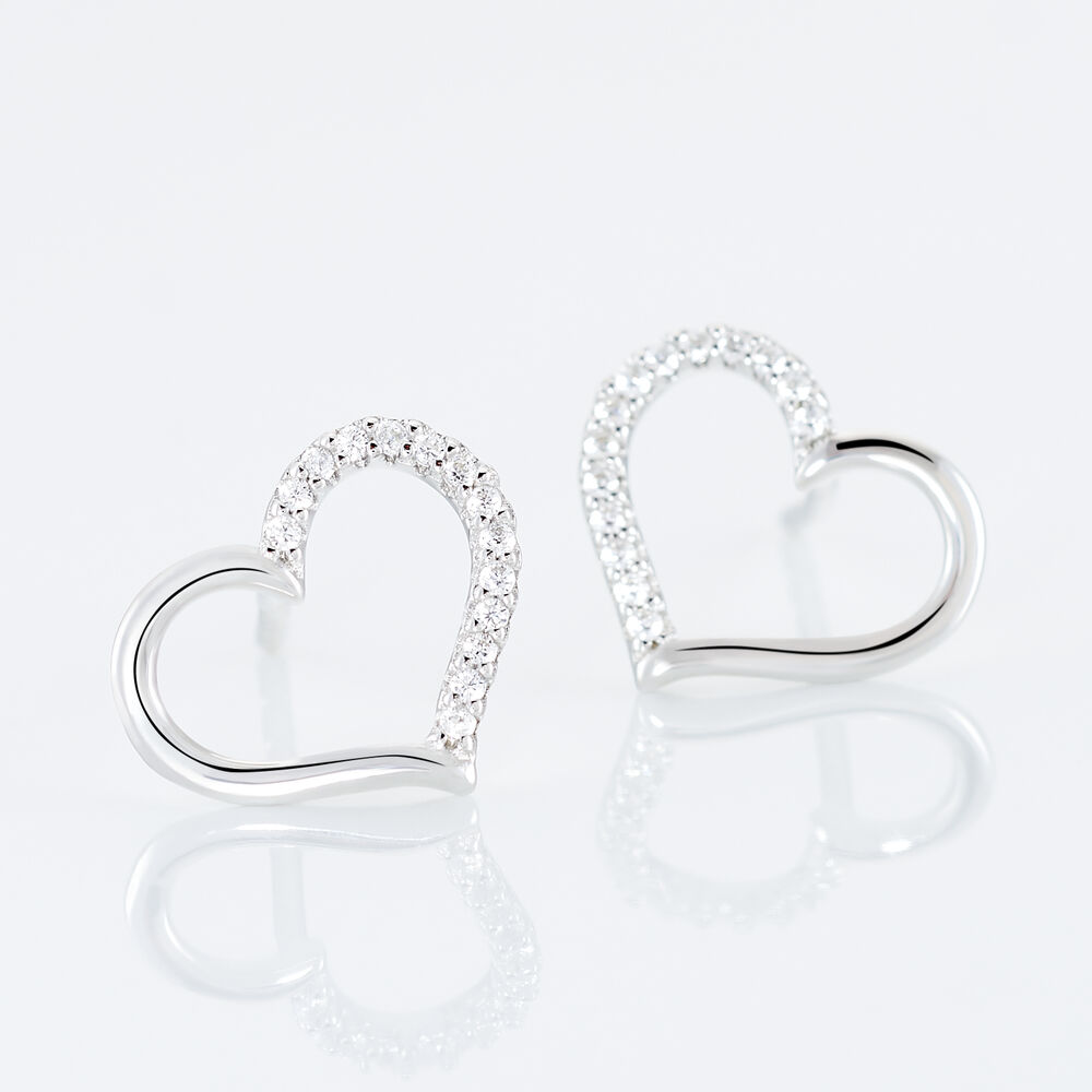Boucles D'oreilles Puces Salona Argent Blanc Oxyde De Zirconium - Puces Femme | Marc Orian