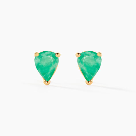 Boucles D'oreilles Puces Or Jaune Isador Emeraude - Boucles d'oreilles mariage Femme | Marc Orian