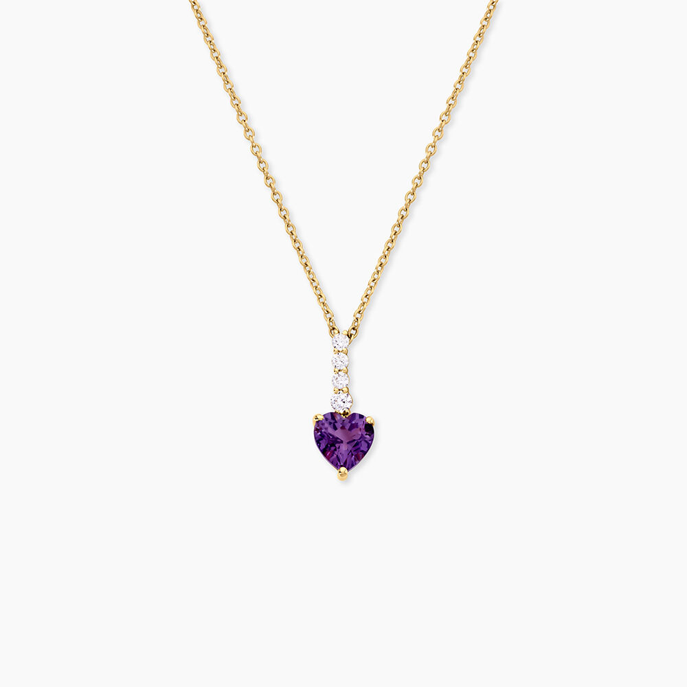 Collier Fany Argent Dor&eacute; A L'Or 750/1000 Am&eacute;thyste Oxyde De Zirconium - Colliers avec pierres Femme | Marc Orian