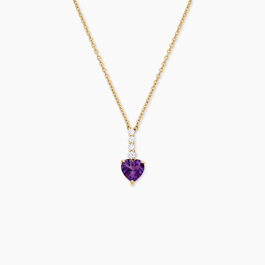 Collier Fany Argent Dor&eacute; A L'Or 750/1000 Am&eacute;thyste Oxyde De Zirconium - Colliers avec pierres Femme | Marc Orian