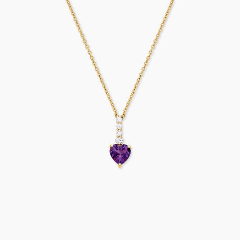 Collier Fany Argent Dor&eacute; A L'Or 750/1000 Am&eacute;thyste Oxyde De Zirconium - Colliers avec pierres Femme | Marc Orian