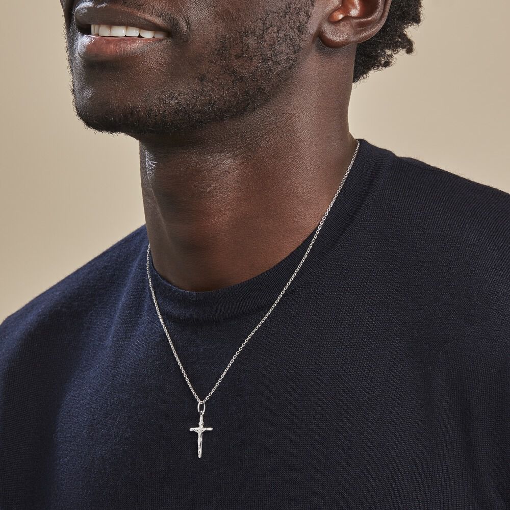 Pendentif Damian Croix Or Blanc - Pendentifs Famille | Marc Orian