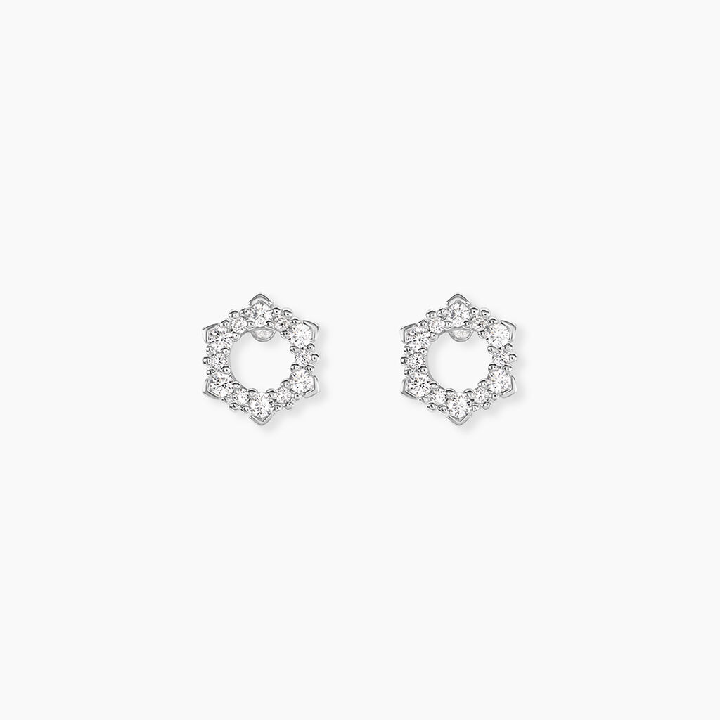 Boucles D'oreilles Puces Louwenn Argent Blanc Oxyde De Zirconium - Puces Femme | Marc Orian