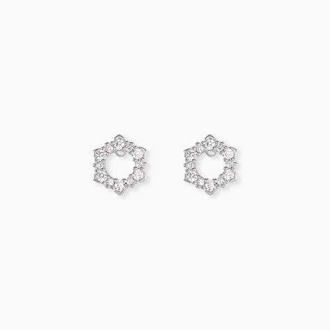 Boucles D'oreilles Puces Louwenn Argent Blanc Oxyde De Zirconium - Puces Femme | Marc Orian